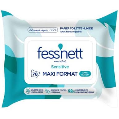 Fess'Nett Lingettes papier toilette sensitive, 78 lingettes