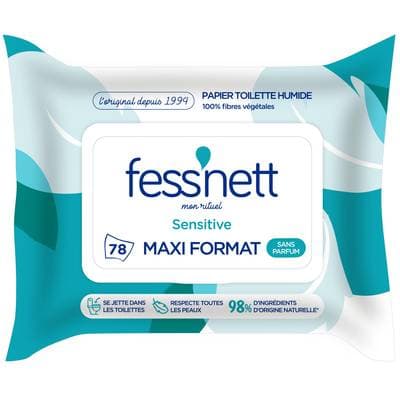 Fess'Nett Lingettes papier toilette sensitive, 78 lingettes