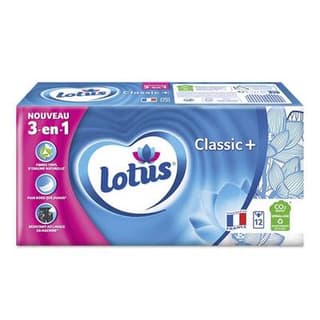 Lotus Mouchoirs Classique+ 3 en 1, 12 etuis