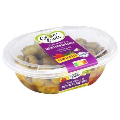 Croc'Frais Olives vertes dénoyautées à la méditerranéenne, 200g