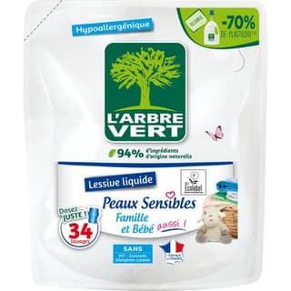 L'arbre Vert Lessive recharge hypoallergénique pour la famille et bébé, 1,53L
