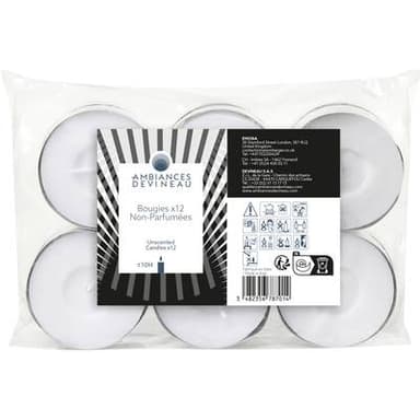 Ambiances Devineau Chauffe-plats Blanc Maxi, 12 bougies