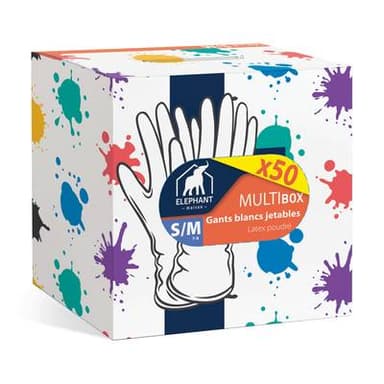 Elephant Gants Latex  - Taille S/M, 50 gants