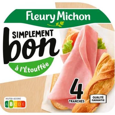 Fleury Michon Jambon Blanc Sans Couenne, 4 tranches - 160g