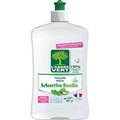 L'arbre Vert Liquide vaisselle menthe basilic, 500ml
