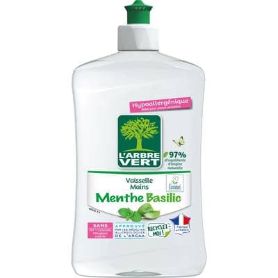 L'arbre Vert Liquide vaisselle menthe basilic, 500ml