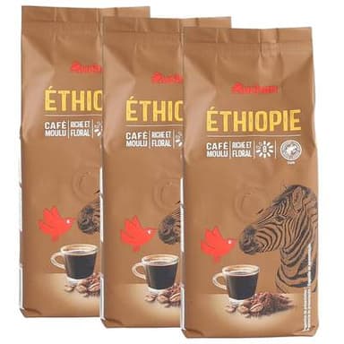Auchan Café moulu sensation Ethiopie intensité 8, Lot de 3x250g