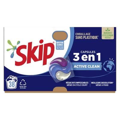 Skip Lessive Capsule 3 en 1 Active Clean, 38 capsules