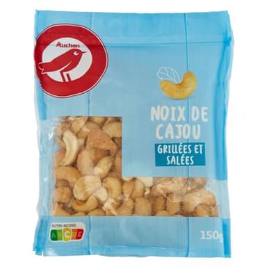 Auchan Noix de Cajou Grillées et Salées, 150g