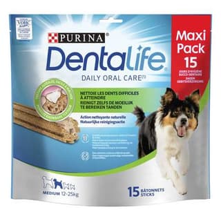 Purina - Dentalife Bâtonnets à mâcher Hygiène Bucco Dentaire - Récompense friandise pour chien moyen x15, 345g