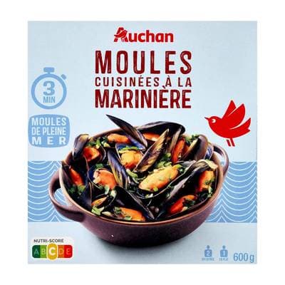 Auchan Moules cuisinées à la marinière, 1/2 Parts - 600g
