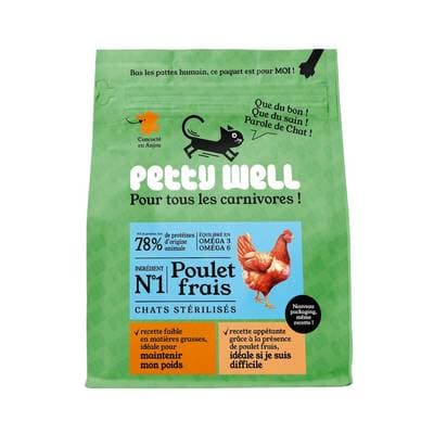 Petty Well Croquettes Poulet Légumes Sans Céréales pour Chat, 1kg