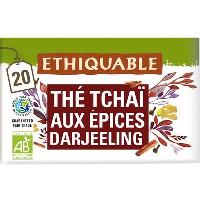 Ethiquable - Commerce Equitable - Thé noir Tchaï aux épices Darjeeling Bio - 20 sachets