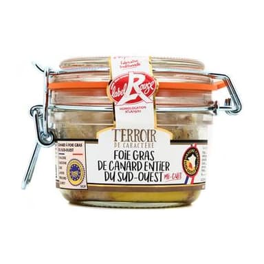 Terroir de Caractère Foie Gras de Canard Entier Mi-Cuit Label Rouge, 2/4 parts - 120g