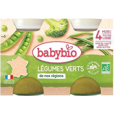 Babybio Légumes Verts de nos Régions Bio Pot Bébé Dès 4 mois, 2x130g