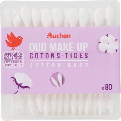 Auchan Cotons-tiges duo make-up, 80 pièces