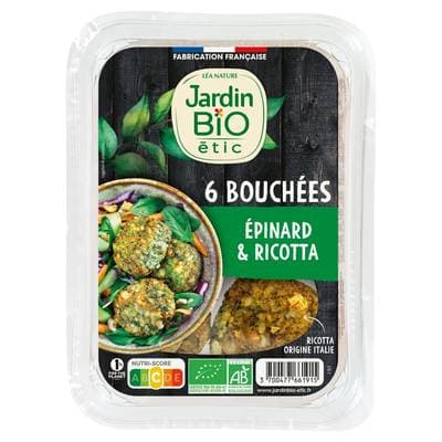 Jardin Bio Etic Bouchées épinards et ricotta, 6 pièces - 180g