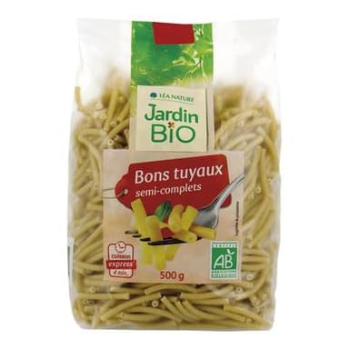 Jardin Bio Etic Pâtes Bons Tuyaux semi-complets Cuisson Express Bio, 500g