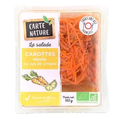 Carte Nature Carottes Fraîches Râpées Bio, 160g