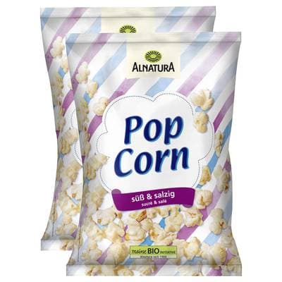 Alnatura Pop-corn sucré et salé bio, Lot de 2x80g