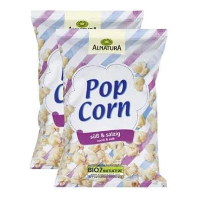 Alnatura Pop-corn sucré et salé bio, Lot de 2x80g