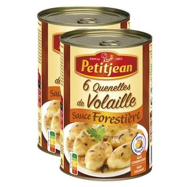 Petitjean 6 Quenelles de Volaille Sauce Forestière, Lot de 2x400g