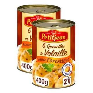 Petitjean 6 Quenelles de Volaille Sauce Forestière en conserve pour 2, Lot de 2x400g