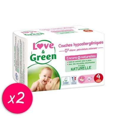Love & Green Couches écologiques T4 7/14kg, Lot de 2x46 couches