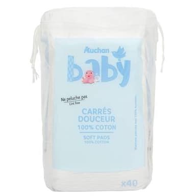 COSMIA BABY Coton carrés douceur pour bébé, 40 cotons