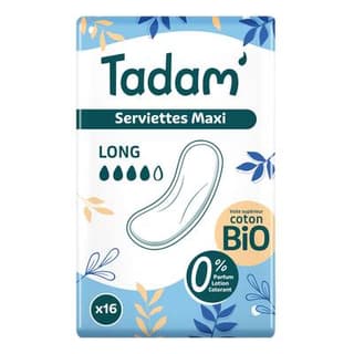 Tadam Serviettes hygiéniques Maxi Long, 16 serviettes