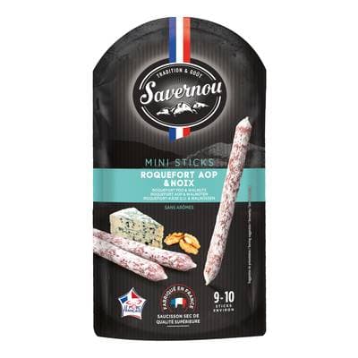 Auvernou Mini Sticks Saucison Sec Roquefort AOP et Noix, 100g
