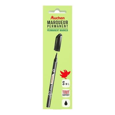 Auchan Marqueur permanent noir pointe fine, 1 marqueur