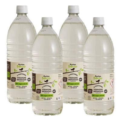 Auchan Better Life Vinaigre ménager concentré 20, Lot de 4x1L