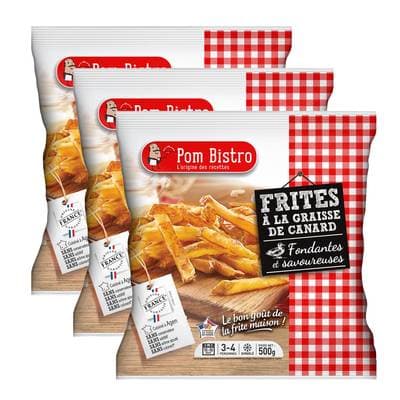 Pom Bistro Frites cuisinées à la graisse de canard, Lot de 3x500g