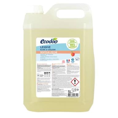 Ecodoo Lessive liquide huille essentielle bio & arôme de pêche 160 lavages, 5L