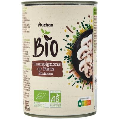 Auchan BIO Champignons de Paris émincés Bio, 230g