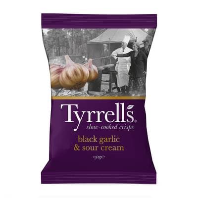 Tyrrell's Chips Saveur Ail Noir et Crème Fraîche, 150g