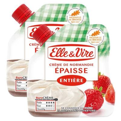 Elle&Vire Crème Fraiche 30% Mg Epaisse, Lot de 2x33cl