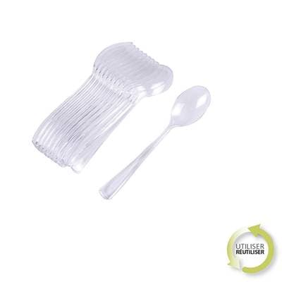 Homea Grande cuillère transparente réutilisable, 12 grande cuillères