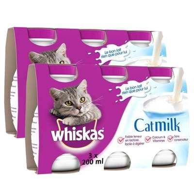 Whiskas Catmilk - Lait en bouteille pour chat adulte et chaton, Lot de 2 -3x20cl