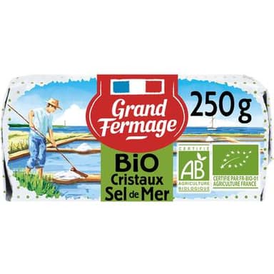 Grand Fermage Beurre bio cristaux de sel de mer de Noirmoutier, 250g