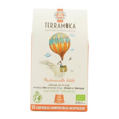 Terramoka Café bio Adèle capsule biodégradable sans aluminium, 15 capsules