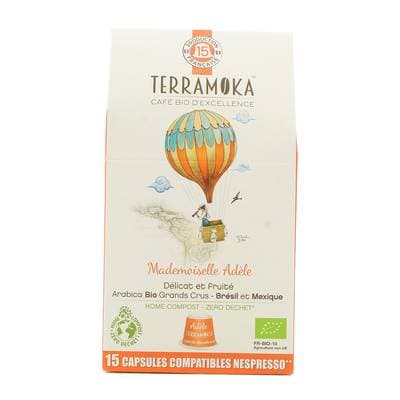 Terramoka Café bio Adèle capsule biodégradable sans aluminium, 15 capsules