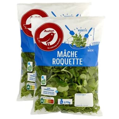 Auchan Mélange de Mâche et Roquette, Lot de 2x175g