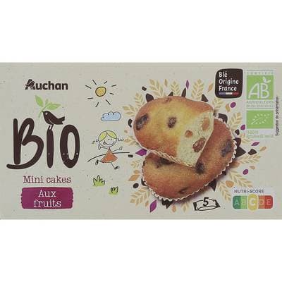 Auchan BIO Mini cakes aux pépites de fruits bio, 175g