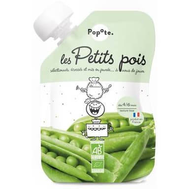 Popote Petit Pois Bio Gourde Bébé Dès 4/6 mois, 120g