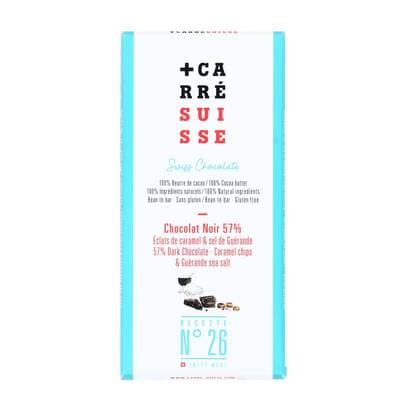 Carré Suisse Tabelette Chocolat Noir 57% Pépites de Caramel et Sel de Guérande, 100g
