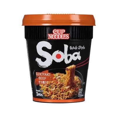 Nissin Nouilles Sautées Japonaises Soba avec sauce Boeuf Sukiyaki en cup, 89g