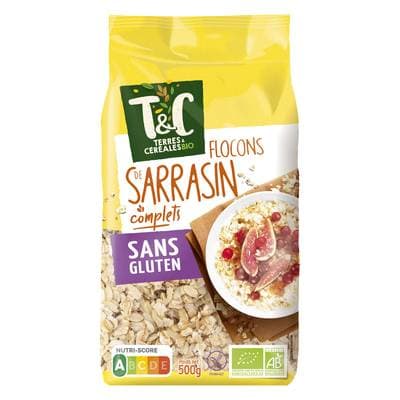 Terres et Céréales Bio Flocons de Sarrasin Complets Sans Gluten bio, 500g