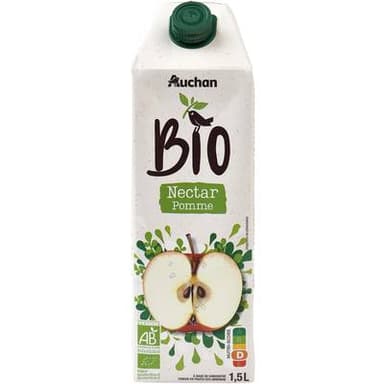 Auchan BIO Nectar de pomme bio, 1,5L